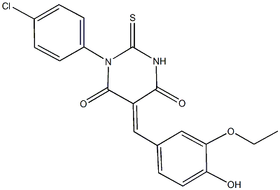 1-(4-chlorophenyl)-5-(3-ethoxy-4-hydroxybenzylidene)-2-thioxodihydro-4,6(1H,5H)-pyrimidinedione 结构式