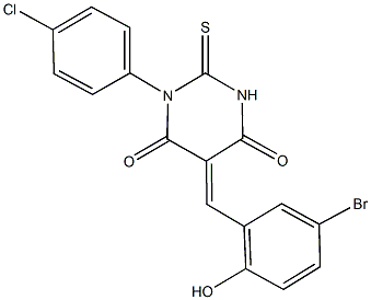 5-(5-bromo-2-hydroxybenzylidene)-1-(4-chlorophenyl)-2-thioxodihydro-4,6(1H,5H)-pyrimidinedione 结构式