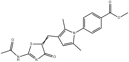 methyl 4-(3-{[2-(acetylimino)-4-oxo-1,3-thiazolidin-5-ylidene]methyl}-2,5-dimethyl-1H-pyrrol-1-yl)benzoate 结构式