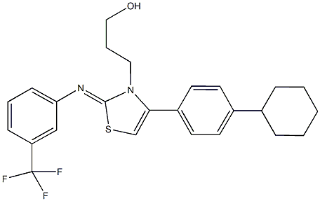 3-(4-(4-cyclohexylphenyl)-2-{[3-(trifluoromethyl)phenyl]imino}-1,3-thiazol-3(2H)-yl)-1-propanol 结构式