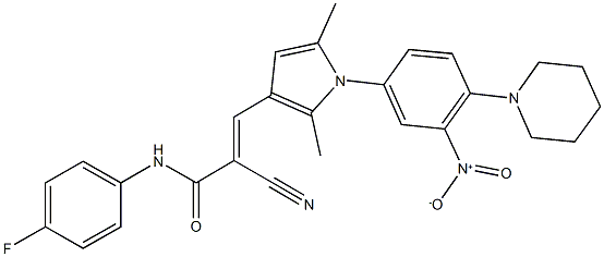 2-cyano-N-(4-fluorophenyl)-3-{1-[3-nitro-4-(1-piperidinyl)phenyl]-2,5-dimethyl-1H-pyrrol-3-yl}acrylamide 结构式