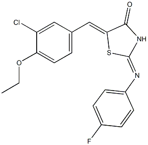 5-(3-chloro-4-ethoxybenzylidene)-2-[(4-fluorophenyl)imino]-1,3-thiazolidin-4-one 结构式