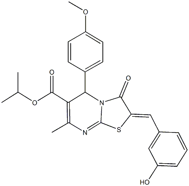 isopropyl 2-(3-hydroxybenzylidene)-5-(4-methoxyphenyl)-7-methyl-3-oxo-2,3-dihydro-5H-[1,3]thiazolo[3,2-a]pyrimidine-6-carboxylate 结构式