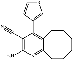 2-amino-4-(3-thienyl)-5,6,7,8,9,10-hexahydrocycloocta[b]pyridine-3-carbonitrile 结构式