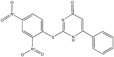 2-({2,4-dinitrophenyl}sulfanyl)-6-phenyl-4(1H)-pyrimidinone 结构式