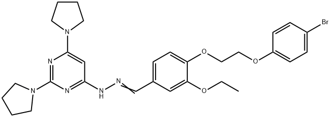4-[2-(4-bromophenoxy)ethoxy]-3-ethoxybenzaldehyde (2,6-dipyrrolidin-1-ylpyrimidin-4-yl)hydrazone 结构式