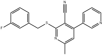 3-cyano-2-[(3-fluorobenzyl)sulfanyl]-6-methyl-4,3'-bipyridine 结构式