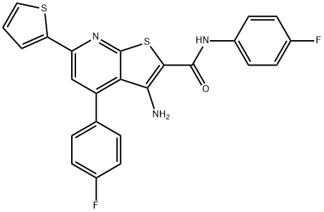 3-amino-N,4-bis(4-fluorophenyl)-6-(2-thienyl)thieno[2,3-b]pyridine-2-carboxamide 结构式