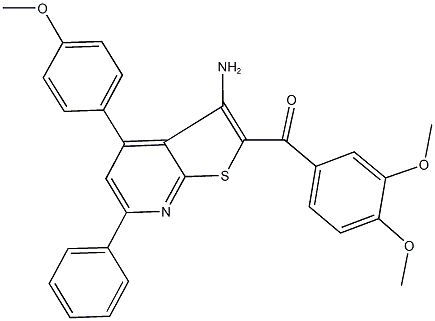 [3-amino-4-(4-methoxyphenyl)-6-phenylthieno[2,3-b]pyridin-2-yl](3,4-dimethoxyphenyl)methanone 结构式