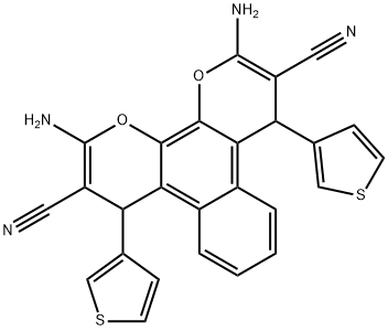 2,11-diamino-4,9-di(3-thienyl)-4,9-dihydrobenzo[f]pyrano[3,2-h]chromene-3,10-dicarbonitrile 结构式