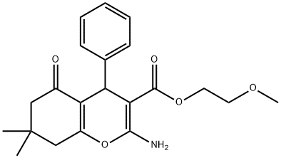 2-methoxyethyl 2-amino-7,7-dimethyl-5-oxo-4-phenyl-5,6,7,8-tetrahydro-4H-chromene-3-carboxylate 结构式