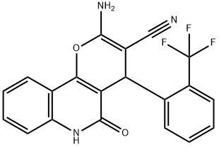 2-amino-5-oxo-4-[2-(trifluoromethyl)phenyl]-5,6-dihydro-4H-pyrano[3,2-c]quinoline-3-carbonitrile 结构式