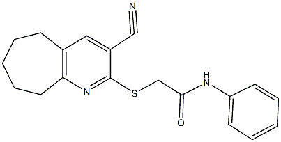 2-[(3-cyano-6,7,8,9-tetrahydro-5H-cyclohepta[b]pyridin-2-yl)sulfanyl]-N-phenylacetamide 结构式