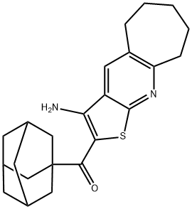 1-adamantyl(3-amino-6,7,8,9-tetrahydro-5H-cyclohepta[b]thieno[3,2-e]pyridin-2-yl)methanone 结构式