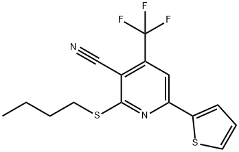 2-(butylsulfanyl)-6-(2-thienyl)-4-(trifluoromethyl)nicotinonitrile 结构式