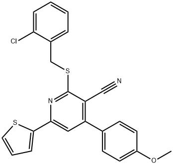 2-[(2-chlorobenzyl)sulfanyl]-4-(4-methoxyphenyl)-6-(2-thienyl)nicotinonitrile 结构式
