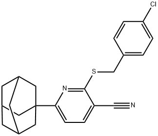 6-(1-adamantyl)-2-[(4-chlorobenzyl)sulfanyl]nicotinonitrile 结构式