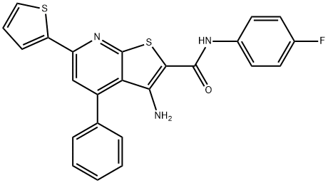 3-amino-N-(4-fluorophenyl)-4-phenyl-6-(2-thienyl)thieno[2,3-b]pyridine-2-carboxamide 结构式