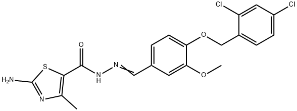 2-amino-N'-{4-[(2,4-dichlorobenzyl)oxy]-3-methoxybenzylidene}-4-methyl-1,3-thiazole-5-carbohydrazide 结构式