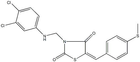 3-[(3,4-dichloroanilino)methyl]-5-[4-(methylsulfanyl)benzylidene]-1,3-thiazolidine-2,4-dione 结构式