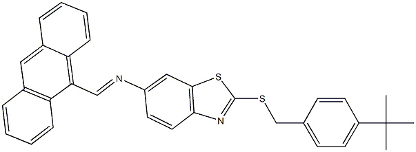 N-(9-anthrylmethylene)-N-{2-[(4-tert-butylbenzyl)sulfanyl]-1,3-benzothiazol-6-yl}amine 结构式