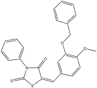 5-[3-(benzyloxy)-4-methoxybenzylidene]-3-phenyl-2-thioxo-1,3-thiazolidin-4-one 结构式