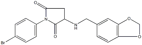 3-[(1,3-benzodioxol-5-ylmethyl)amino]-1-(4-bromophenyl)-2,5-pyrrolidinedione 结构式