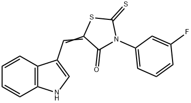 3-(3-fluorophenyl)-5-(1H-indol-3-ylmethylene)-2-thioxo-1,3-thiazolidin-4-one 结构式