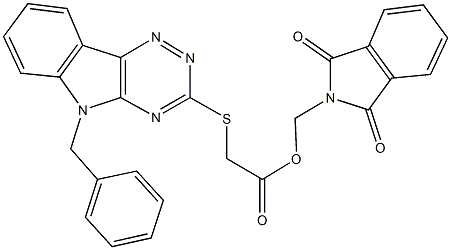 (1,3-dioxo-1,3-dihydro-2H-isoindol-2-yl)methyl [(5-benzyl-5H-[1,2,4]triazino[5,6-b]indol-3-yl)sulfanyl]acetate 结构式