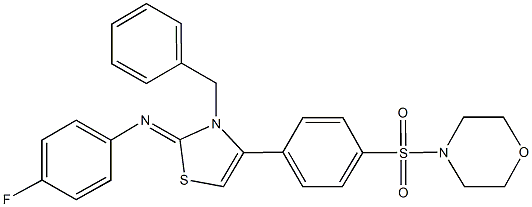 N-(3-benzyl-4-[4-(4-morpholinylsulfonyl)phenyl]-1,3-thiazol-2(3H)-ylidene)-N-(4-fluorophenyl)amine 结构式