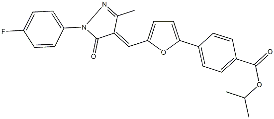 isopropyl4-(5-{[1-(4-fluorophenyl)-3-methyl-5-oxo-1,5-dihydro-4H-pyrazol-4-ylidene]methyl}-2-furyl)benzoate 结构式