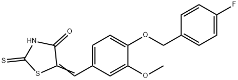 5-{4-[(4-fluorobenzyl)oxy]-3-methoxybenzylidene}-2-thioxo-1,3-thiazolidin-4-one 结构式