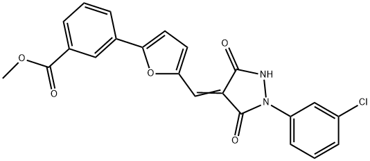 methyl 3-(5-{[1-(3-chlorophenyl)-3,5-dioxo-4-pyrazolidinylidene]methyl}-2-furyl)benzoate 结构式