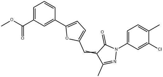 methyl 3-(5-{[1-(3-chloro-4-methylphenyl)-3-methyl-5-oxo-1,5-dihydro-4H-pyrazol-4-ylidene]methyl}-2-furyl)benzoate 结构式