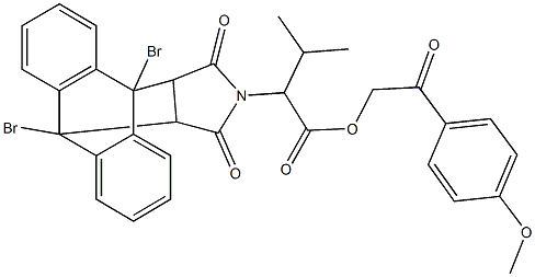 2-(4-methoxyphenyl)-2-oxoethyl 2-(1,8-dibromo-16,18-dioxo-17-azapentacyclo[6.6.5.0~2,7~.0~9,14~.0~15,19~]nonadeca-2,4,6,9,11,13-hexaen-17-yl)-3-methylbutanoate 结构式