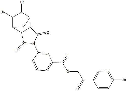 2-(4-bromophenyl)-2-oxoethyl 3-(8,9-dibromo-3,5-dioxo-4-azatricyclo[5.2.1.0~2,6~]dec-4-yl)benzoate 结构式