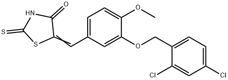 5-{3-[(2,4-dichlorobenzyl)oxy]-4-methoxybenzylidene}-2-thioxo-1,3-thiazolidin-4-one 结构式