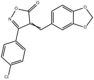 4-(1,3-benzodioxol-5-ylmethylene)-3-(4-chlorophenyl)-5(4H)-isoxazolone 结构式