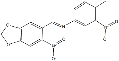 4-methyl-3-nitro-N-[(6-nitro-1,3-benzodioxol-5-yl)methylene]aniline 结构式