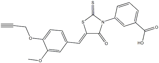 3-{5-[3-methoxy-4-(2-propynyloxy)benzylidene]-4-oxo-2-thioxo-1,3-thiazolidin-3-yl}benzoic acid 结构式