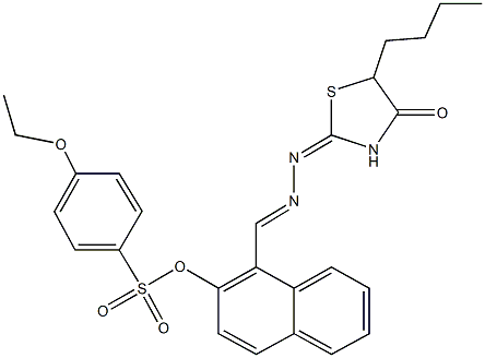 1-[2-(5-butyl-4-oxo-1,3-thiazolidin-2-ylidene)carbohydrazonoyl]-2-naphthyl 4-ethoxybenzenesulfonate 结构式