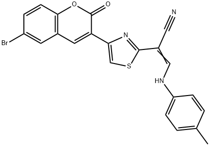 2-[4-(6-bromo-2-oxo-2H-chromen-3-yl)-1,3-thiazol-2-yl]-3-(4-toluidino)acrylonitrile 结构式