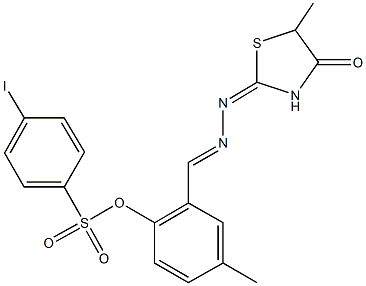 4-methyl-2-[2-(5-methyl-4-oxo-1,3-thiazolidin-2-ylidene)carbohydrazonoyl]phenyl 4-iodobenzenesulfonate 结构式