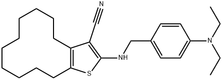 2-{[4-(diethylamino)benzyl]amino}-4,5,6,7,8,9,10,11,12,13-decahydrocyclododeca[b]thiophene-3-carbonitrile 结构式