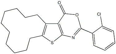2-(2-chlorophenyl)-5,6,7,8,9,10,11,12,13,14-decahydro-4H-cyclododeca[4,5]thieno[2,3-d][1,3]oxazin-4-one 结构式