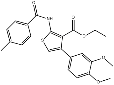 ethyl 4-(3,4-dimethoxyphenyl)-2-[(4-methylbenzoyl)amino]-3-thiophenecarboxylate 结构式