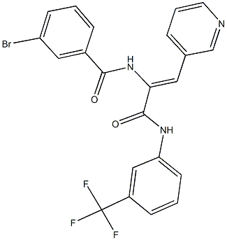 3-bromo-N-(2-(3-pyridinyl)-1-{[3-(trifluoromethyl)anilino]carbonyl}vinyl)benzamide 结构式