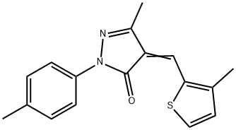 5-methyl-2-(4-methylphenyl)-4-[(3-methyl-2-thienyl)methylene]-2,4-dihydro-3H-pyrazol-3-one 结构式