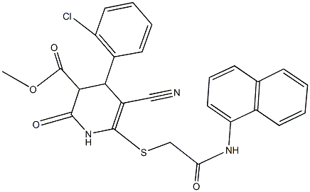 methyl 4-(2-chlorophenyl)-5-cyano-6-{[2-(1-naphthylamino)-2-oxoethyl]sulfanyl}-2-oxo-1,2,3,4-tetrahydro-3-pyridinecarboxylate 结构式