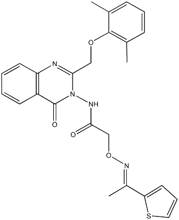 N-(2-[(2,6-dimethylphenoxy)methyl]-4-oxo-3(4H)-quinazolinyl)-2-({[1-(2-thienyl)ethylidene]amino}oxy)acetamide 结构式